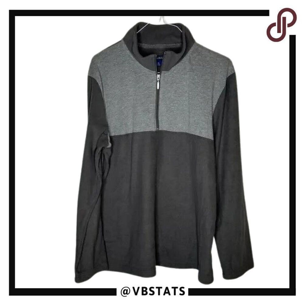 Tommy‎ Bahama XL 1/4 Zip Long Sleeve Fleece Top in Graphite/Gray